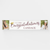 Script Maroon CONGRATULATIONS Photo Afstuderen Spandoek (Horizontaal)