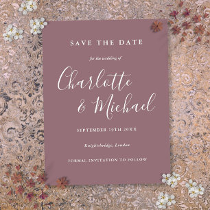 Script Mauve Trouwkaart Save the Date Kaart