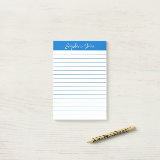 Script Medium Blue Line gepersonaliseerd Post-it® Notes (Op bureau)