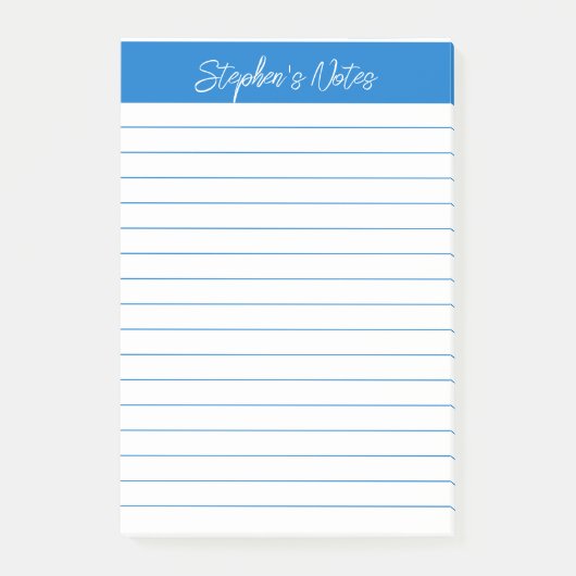 Script Medium Blue Line gepersonaliseerd Post-it® Notes (Voorkant)