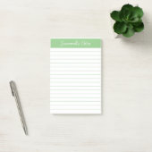 Script Medium Sage Green Lined Personalized Post-it® Notes (Kantoor)