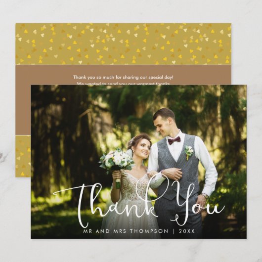 Script Merci Cœurs Dorés Photo De Mariage (Devant / Derrière)