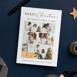 Script Merry Christmas Multi Photo Grid Modern Feestdagenkaart