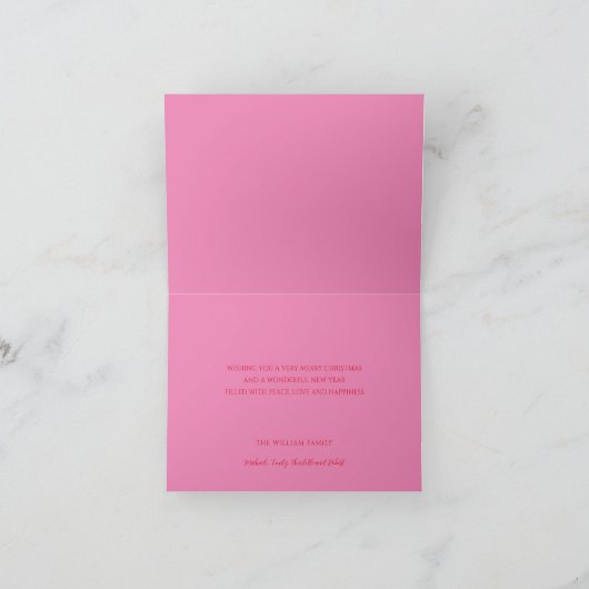 Script Merry Christmas Pink Red Feestdagen Kaart (Binnen)