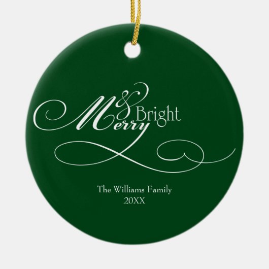 Script Merry en Bright Holiday Keramisch Ornament (Voorkant)