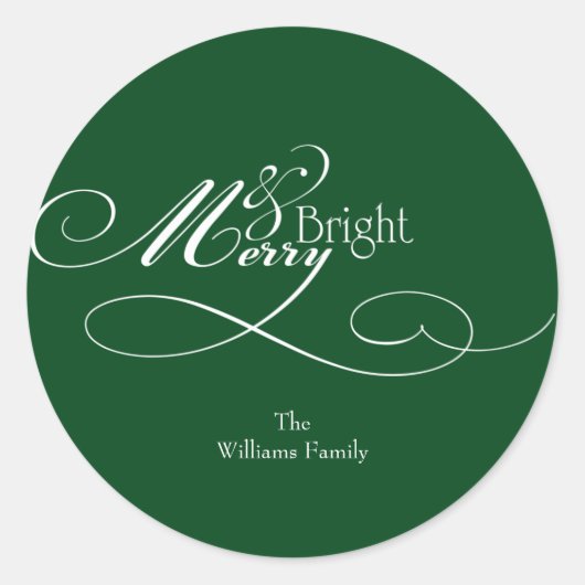 Script Merry en Bright Holiday Ronde Sticker (Voorkant)