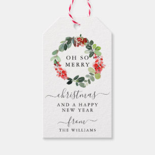 Script Merry Kerstfeestay Wreatft Label Cadeaulabel