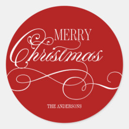 Script Merry Kerstfeestdag Ronde Sticker