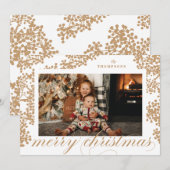 Script Merry kerstGold Foliage-fotokaart Feestdagenkaart (Voorkant / Achterkant)