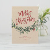 Script Merry kerstgrenery-foto Feestdagenkaart (Staand voorkant)