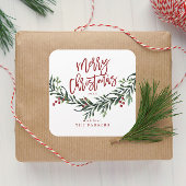 Script Merry-kerstWaterverf Vierkante Sticker