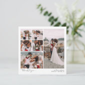 Script met Heart Multi Photo Wedding Bedankkaart (Staand voorkant)