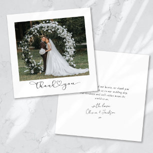 Script met Heart Multi Photo Wedding Bedankkaart