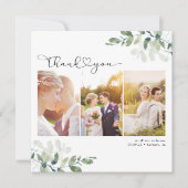 Script met Heart Multi Photo Wedding Bedankkaart (Voorkant)