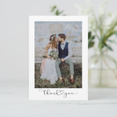 Script met Heart Photo Wedding Bedankkaart (Staand voorkant)