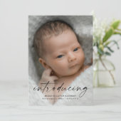 Script met introductie van babyfoto bedankkaart (Staand voorkant)