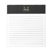 Script Metallic Black Gold Monogram gevoerd Notitieblok (Voorkant)