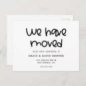 Script mignon déplacement carte postale faire-part (Devant / Derrière)