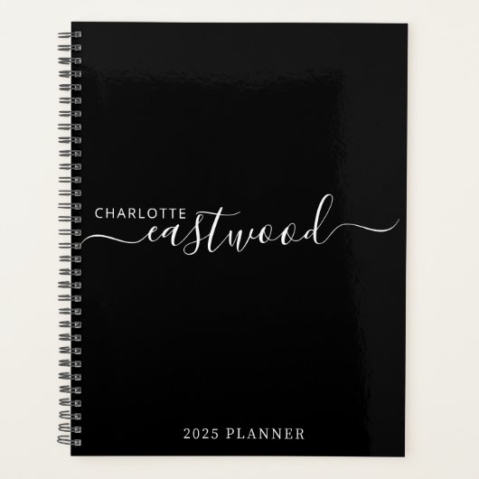 Script minimal moderne Monogramme Black Planner 20 (Devant)