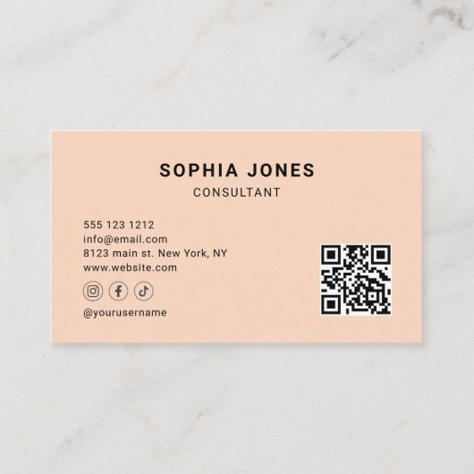 Script Minimalist Classy Peach Visitekaartje (Achterkant)