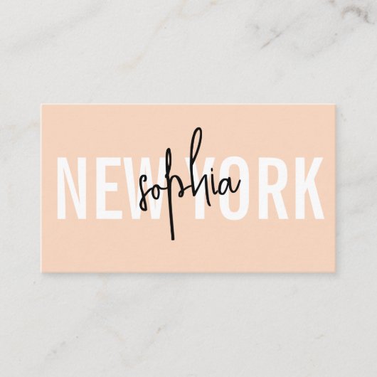 Script Minimalist Classy Peach Visitekaartje (Voorkant)