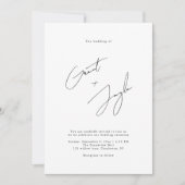 Script Minimalist Elegante Namen Black Wedding Kaart (Voorkant)