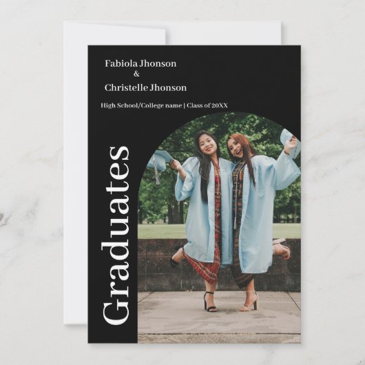 Script minimaliste double graduation faire-part (Devant)