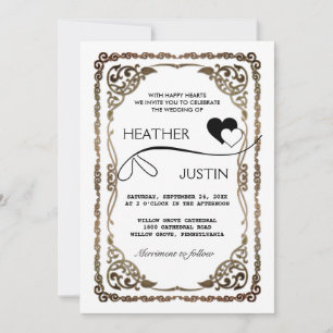Script minimaliste Faire-part de mariage tradition