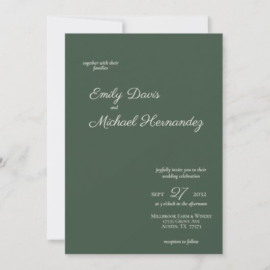Script minimaliste Highland Moss Green Invitation (Devant)