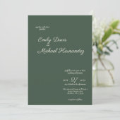 Script minimaliste Highland Moss Green Invitation (Debout devant)