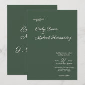 Script minimaliste Highland Moss Green Invitation (Devant / Derrière)