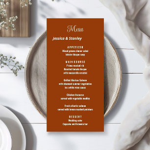 Script minimaliste menu mariage Terracotta