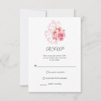 Script minimaliste moderne | Carte RSVP rose vif