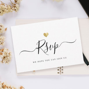 Script minimaliste moderne mariage or RSVP