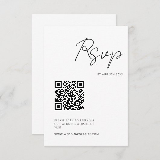 Script minimaliste moderne RSVP QR Code (Devant / Derrière)