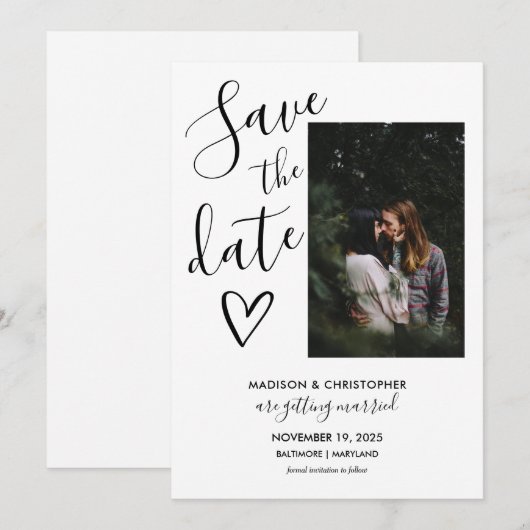 Script Modern Bewaar De Datum Save The Date (Voorkant / Achterkant)