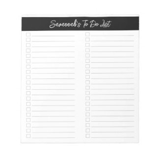Script Modern Black & Gray Two Column Checklist Notitieblok