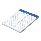 Script Modern Blue Two Column Checklist Notitieblok (Gedraaid)