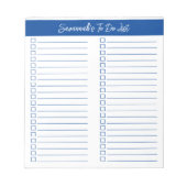 Script Modern Blue Two Column Checklist Notitieblok (Voorkant)