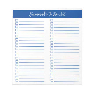 Script Modern Blue Two Column Checklist Notitieblok