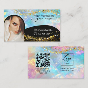 Script Modern boog holografisch opaal QR-code logo Visitekaartje