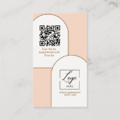 Script Modern boog roze foto qr code logo Visitekaartje (Achterkant)
