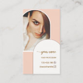 Script Modern boog roze foto qr code logo Visitekaartje (Voorkant)