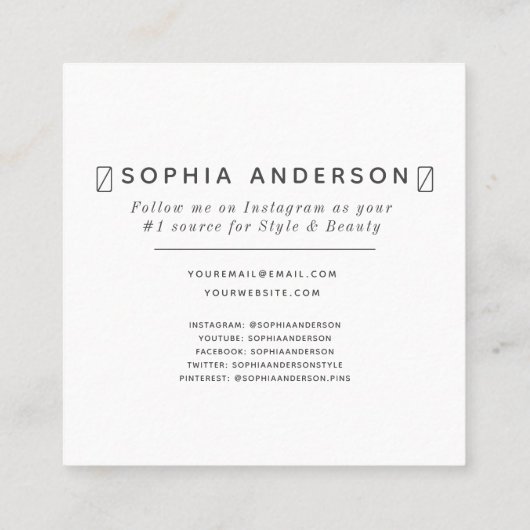 Script Modern Chique Trendy Koraal Foto Social Med Contactkaartje (Achterkant)