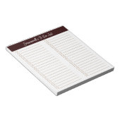 Script Modern Chocolate Brown Two Column Checklist Notitieblok (Schuin)