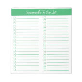 Script Modern Green Two Column Checklist Notitieblok (Voorkant)