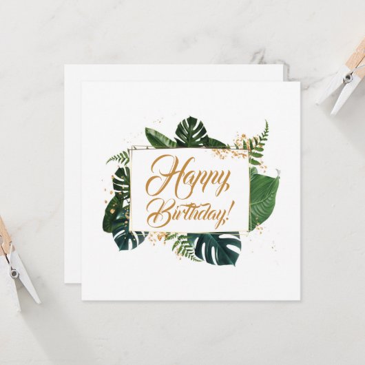 Script Modern Groen Links Gelukkige Verjaardag Kaart (Voorkant / Achterkant in situ)