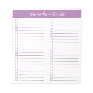 Script Modern Lavender Two Column Checklist Notitieblok