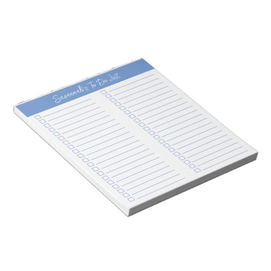 Script Modern Light Blue Two Column Checklist Notitieblok (Schuin)