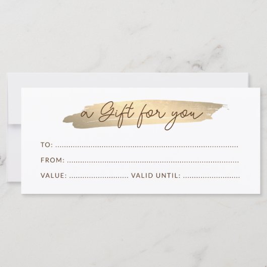 Script Modern Minimalistisch Goud Cadeaubon (Achterkant)